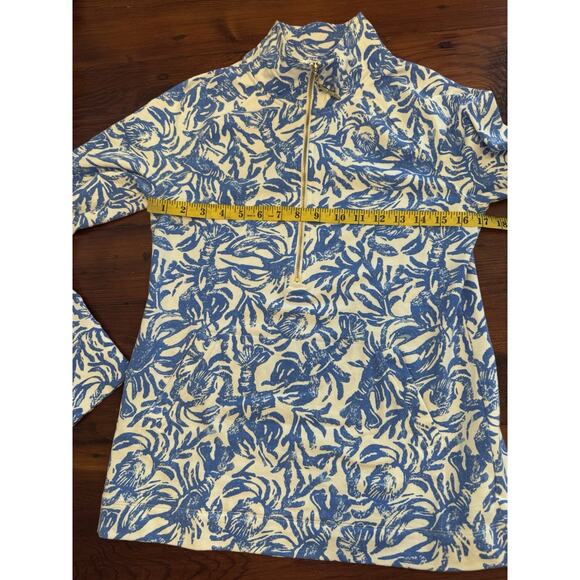 Lilly Pulitzer Lobstah Roll Skipper Popover Blue Lobster Quarter Zip Sz S EUC - Picture 15 of 15